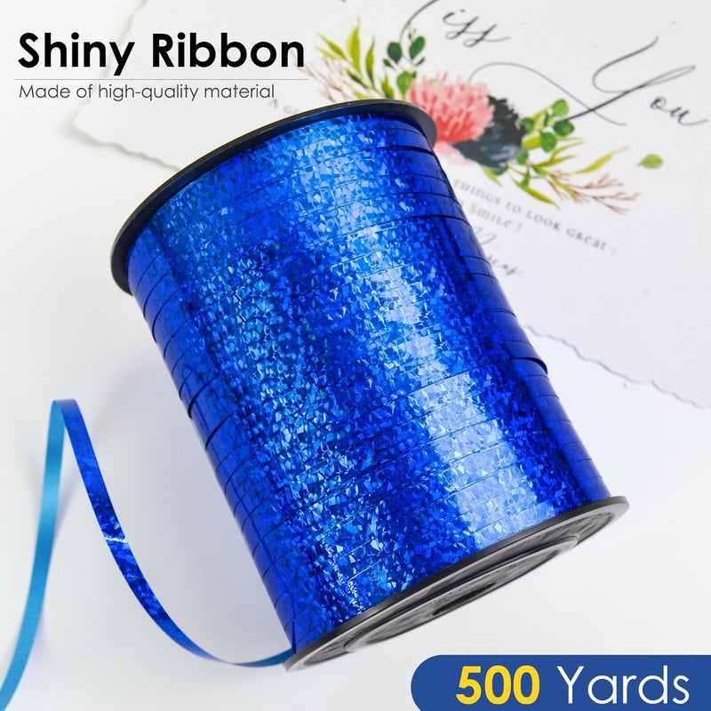 VISPAD Blue Curling Ribbon - 500 Yard Shiny Metallic Curly, Thin Gift Ribbon for Wrapping, Balloons, Florist Flowers - Image 2